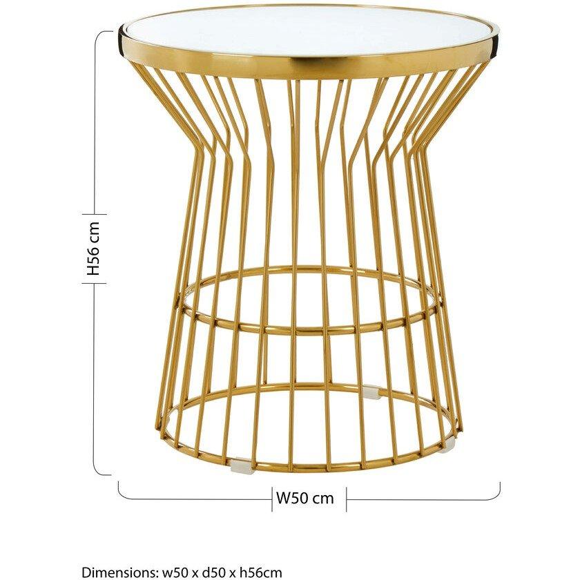 White - Interiors by Premier - Tula Gold Finish Corset Base Side Table - 4