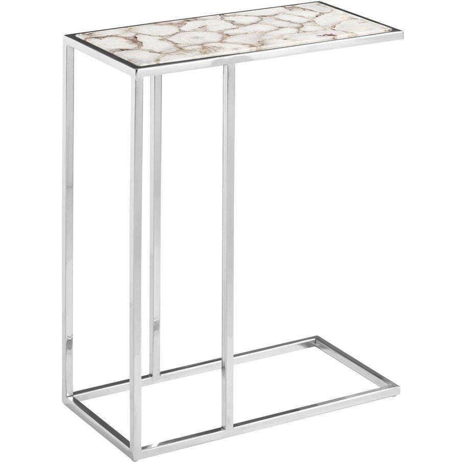 White - Fifty Five South - Vita White And Silver Agate Side Table - 2