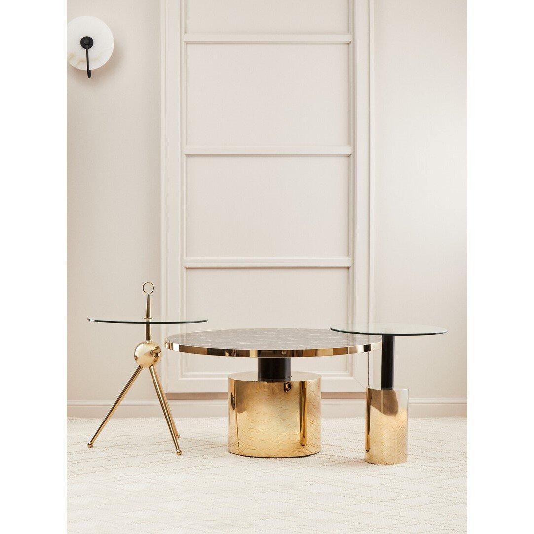 Gold - Fifty Five South - Oria Clear Glass Gold Base Side Table - 2
