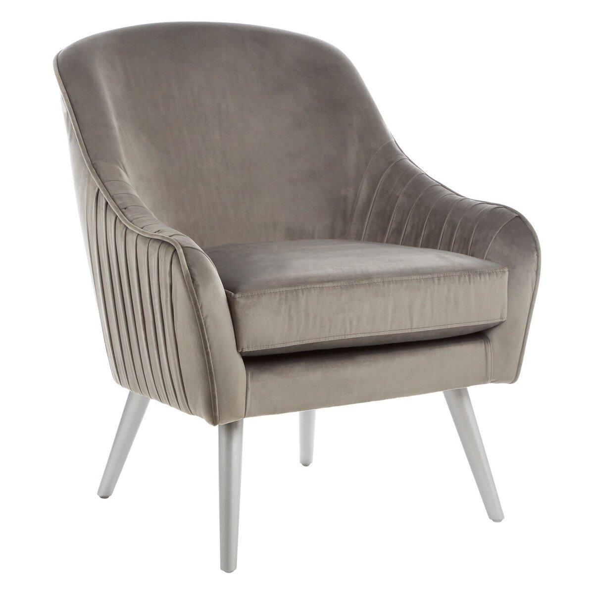 Grey - Interiors by Premier - Louxor Grey Velvet Chair - 1