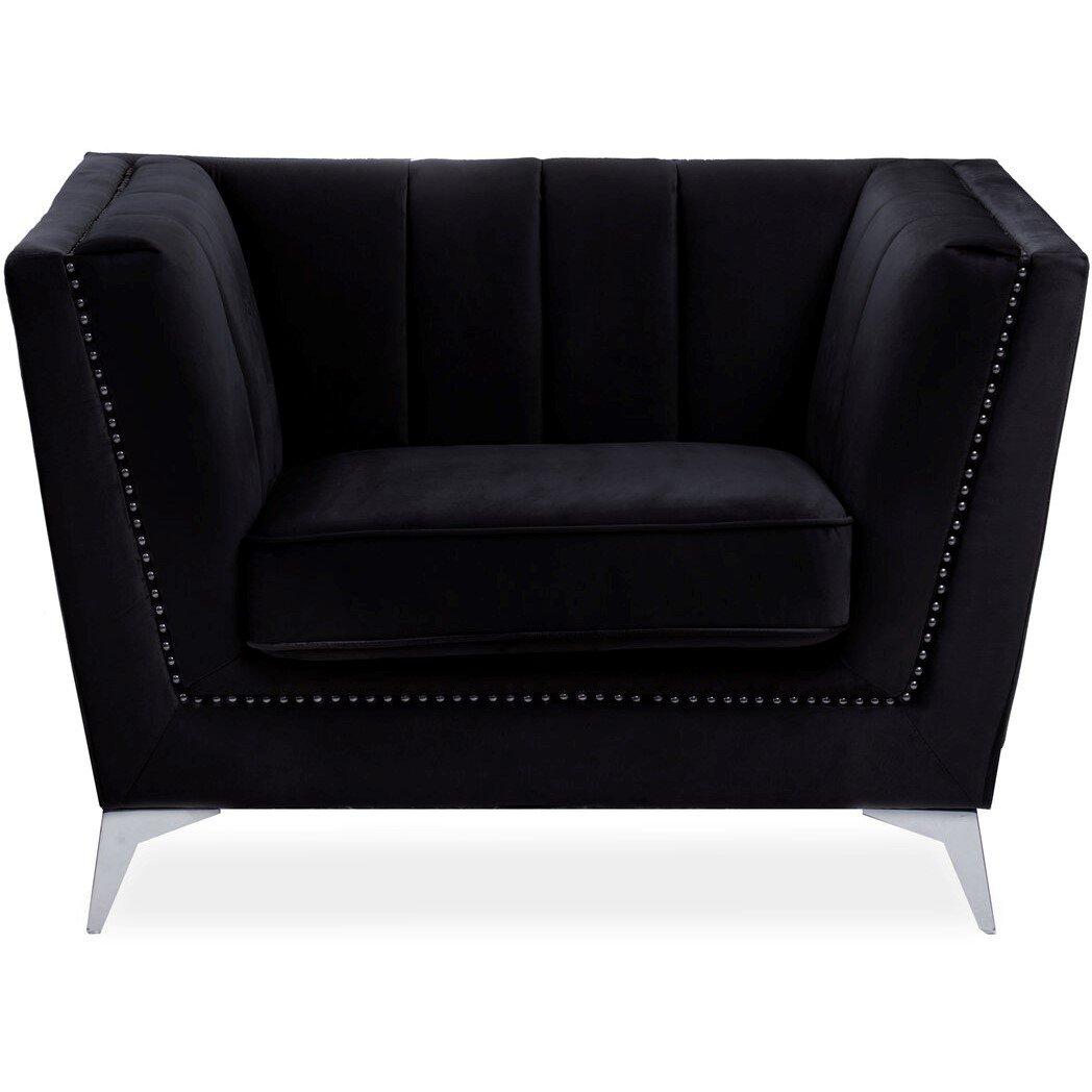 Interiors By Premier  Hansa Velvet Chair Black