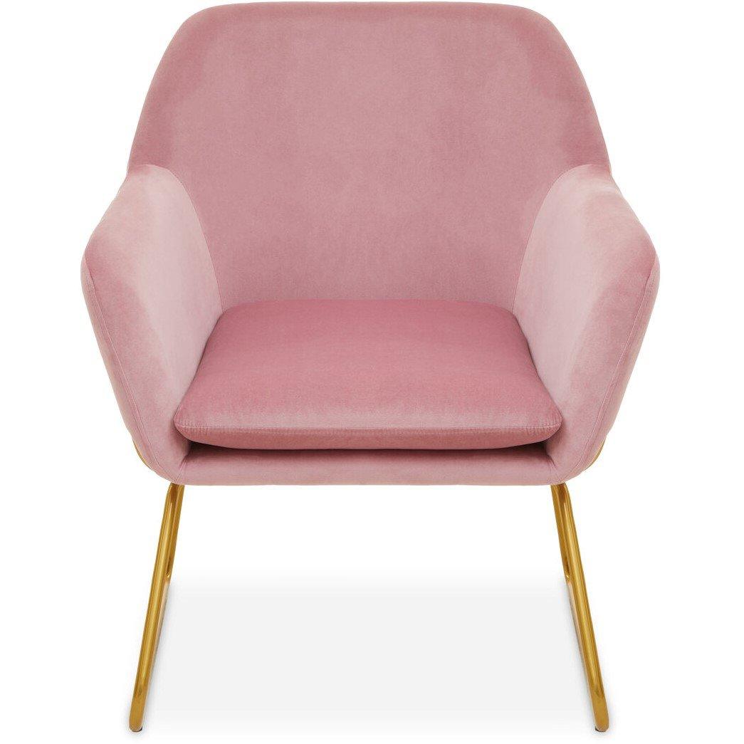 Pink - Interiors by Premier - Xander Pink Velvet and Powder Gold Frame Armchair - 1