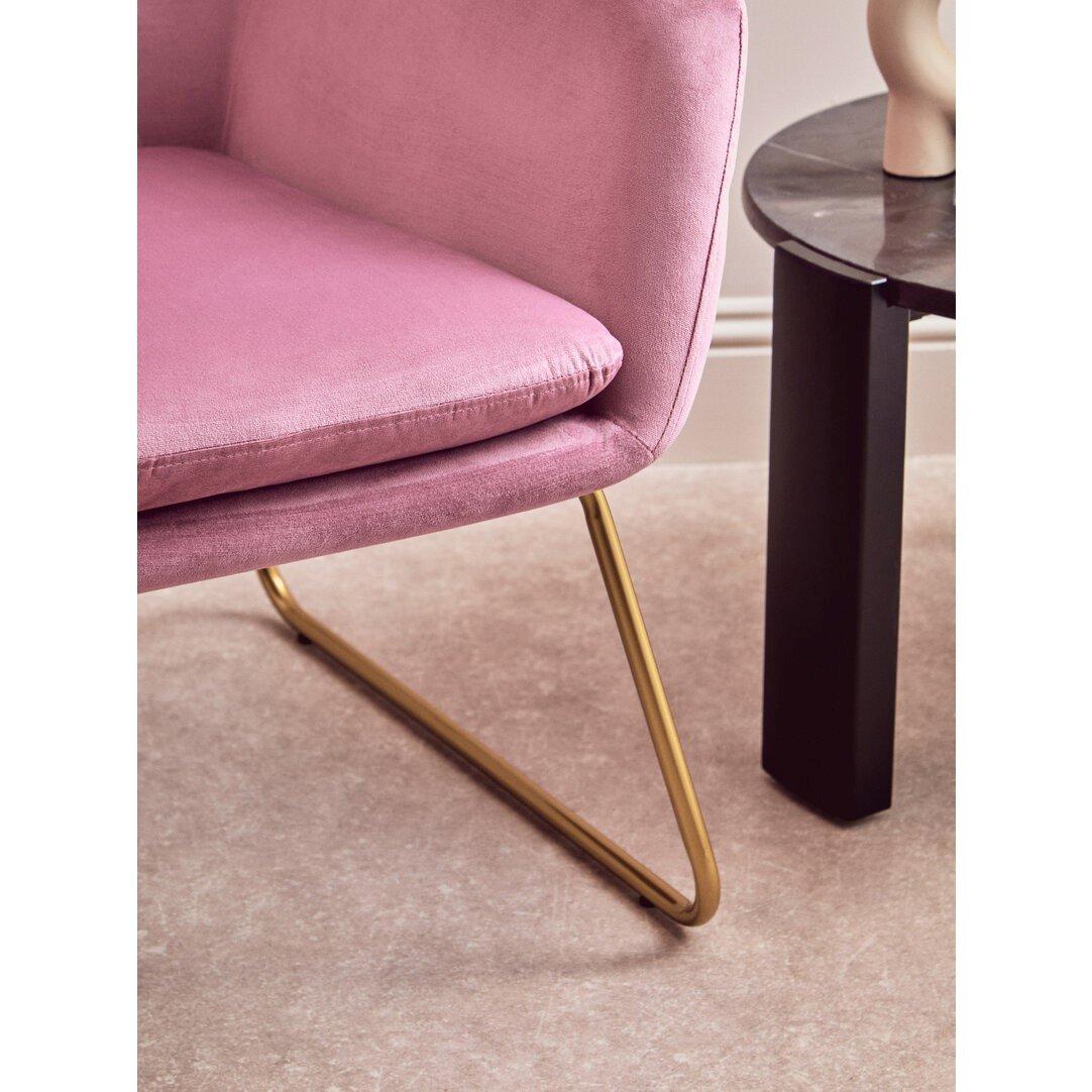 Pink - Interiors by Premier - Xander Pink Velvet and Powder Gold Frame Armchair - 2