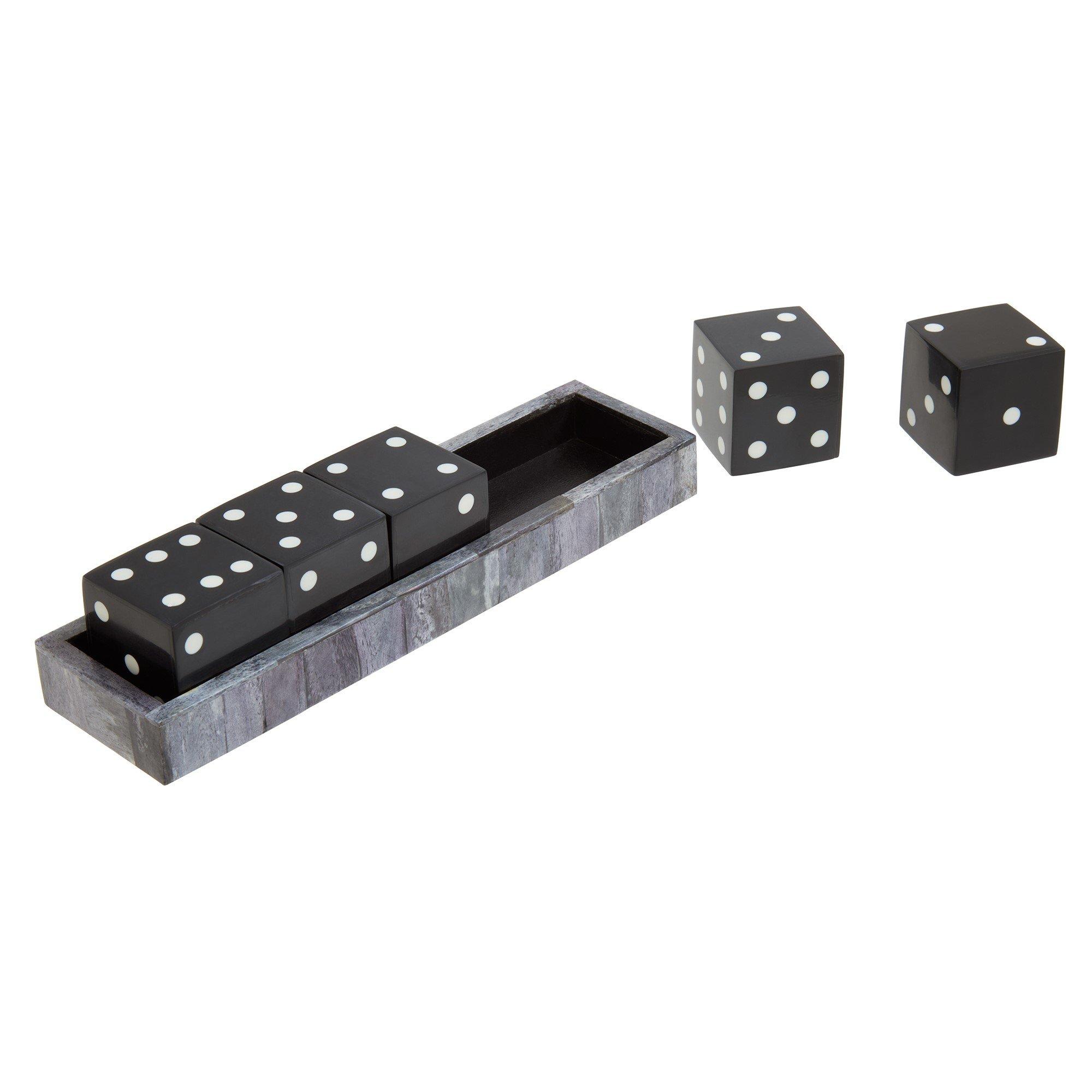 Black - Fifty Five South - Churchill Games Grey Bone Dice Set with Black Dice - 1