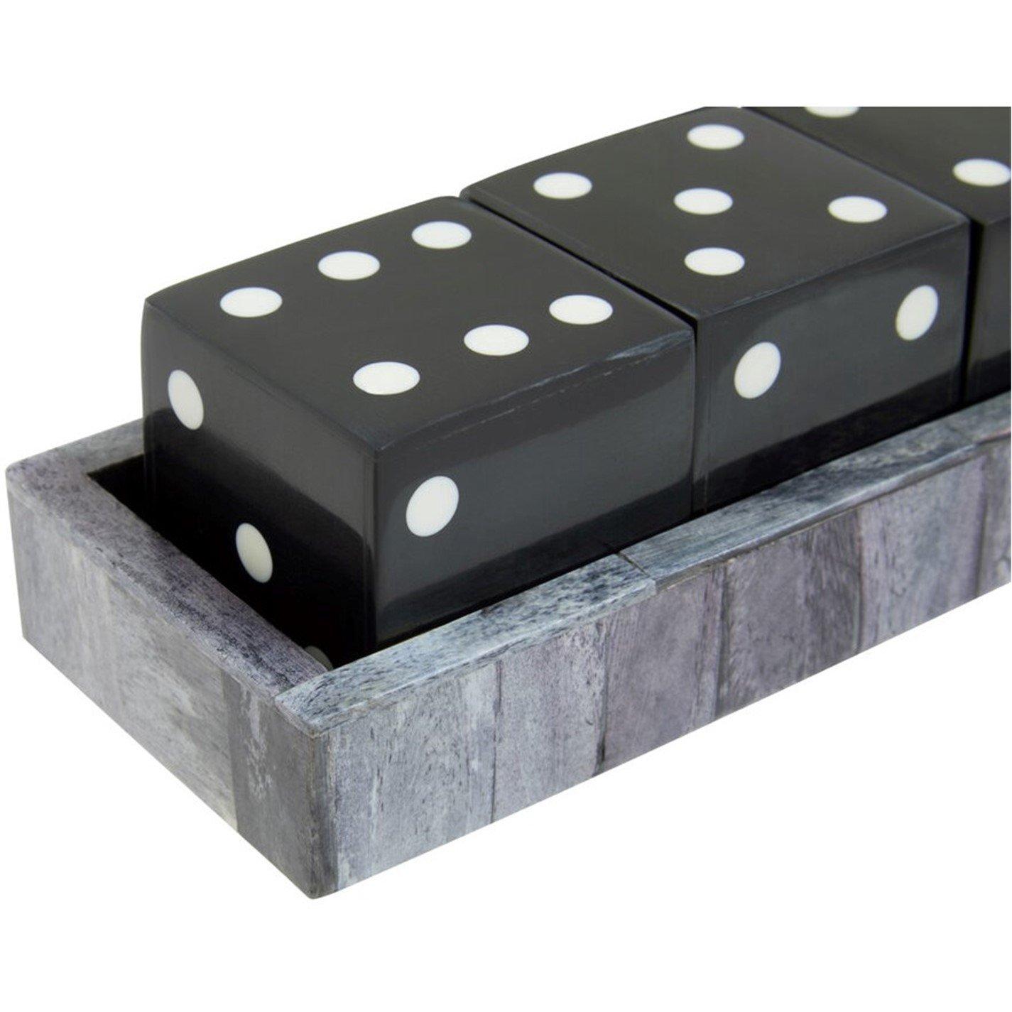 Black - Fifty Five South - Churchill Games Grey Bone Dice Set with Black Dice - 2