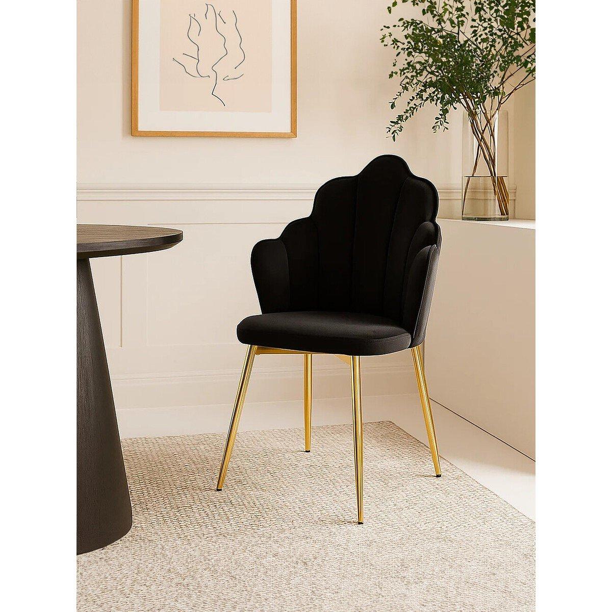 Black - Interiors by Premier - Tian Black Velvet Dining Chair - 2