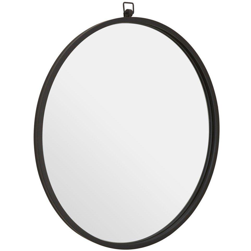 Black - Fifty Five South - Jacen Black Metal Frame Round Wall Mirror - 1