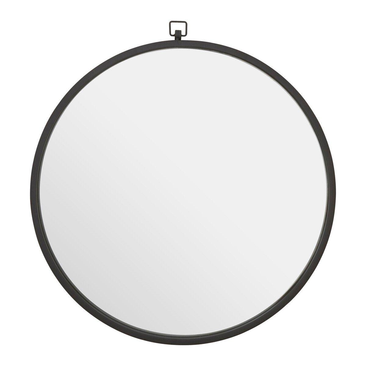 Black - Fifty Five South - Jacen Black Metal Frame Round Wall Mirror - 2