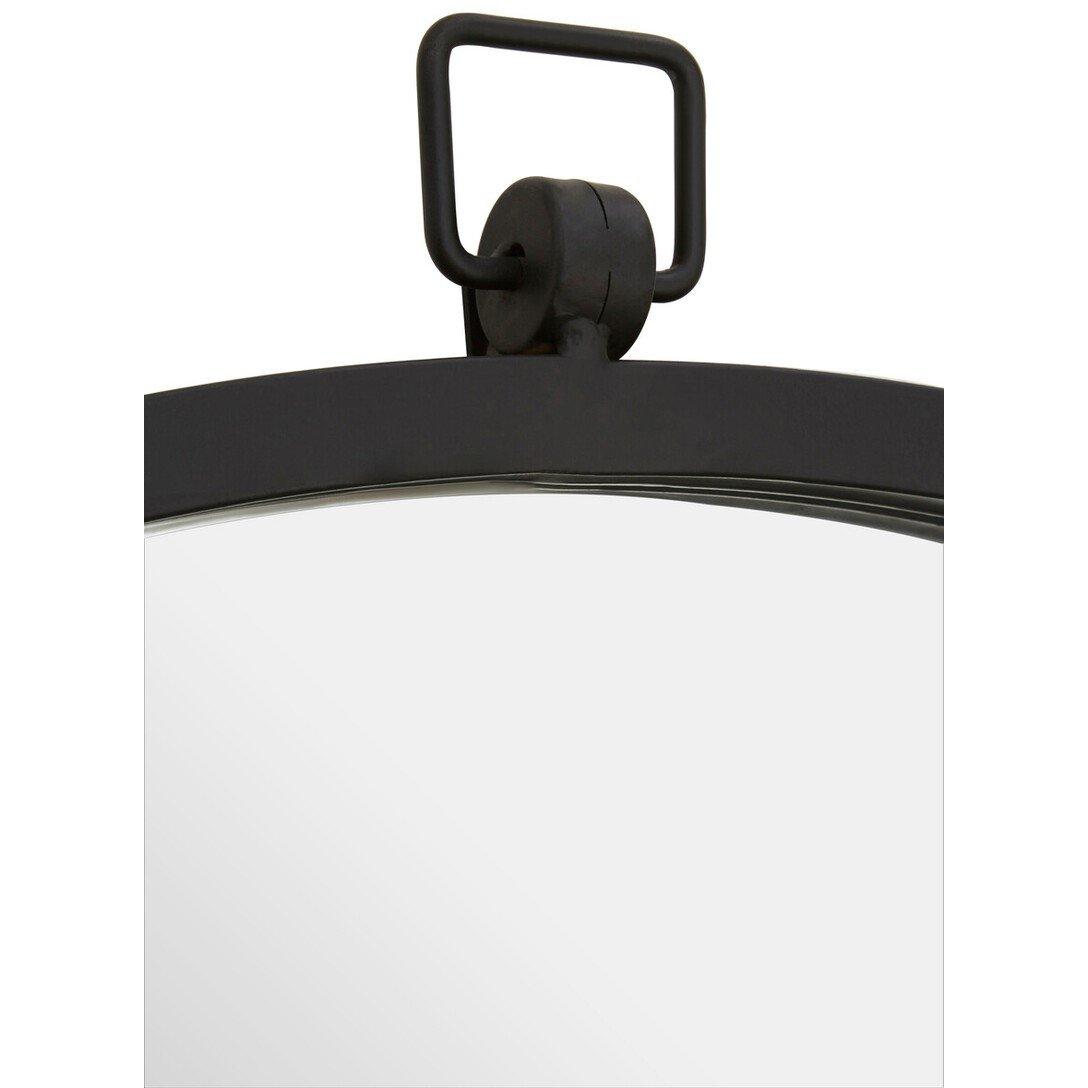 Black - Fifty Five South - Jacen Black Metal Frame Round Wall Mirror - 4
