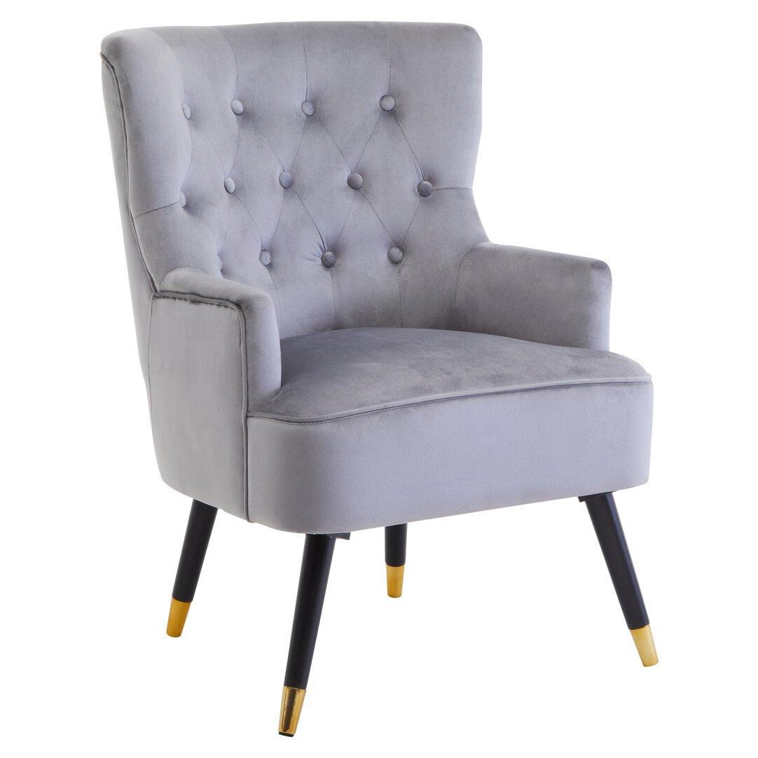 Grey - Interiors by Premier - Loretta Grey Velvet Tufted Chair - 1