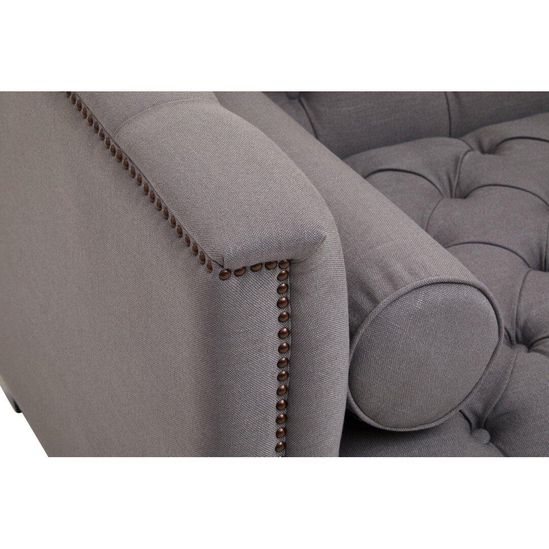 Grey - Fifty Five South - Surina 2 Seat Grey Fabric Sofa - 5