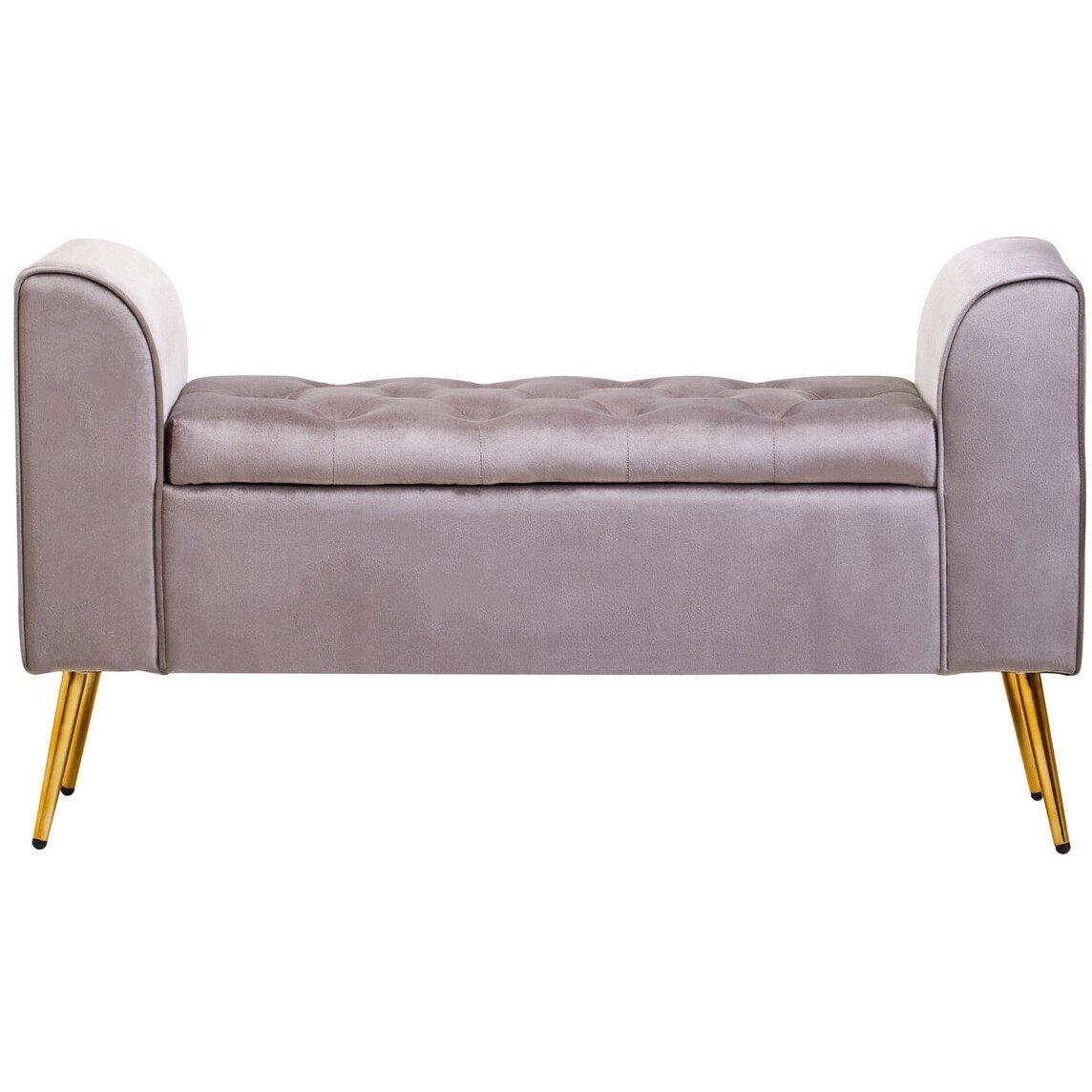 Brown - Interiors by Premier - Loretta Mink Velvet Ottoman Storage Bench - 2