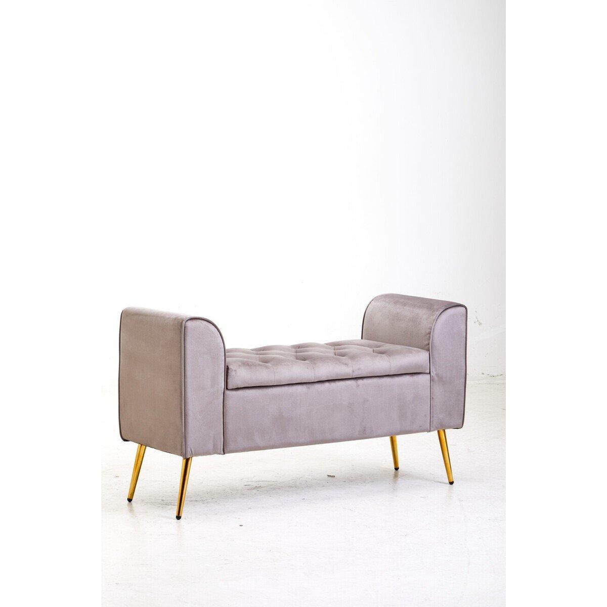 Brown - Interiors by Premier - Loretta Mink Velvet Ottoman Storage Bench - 5