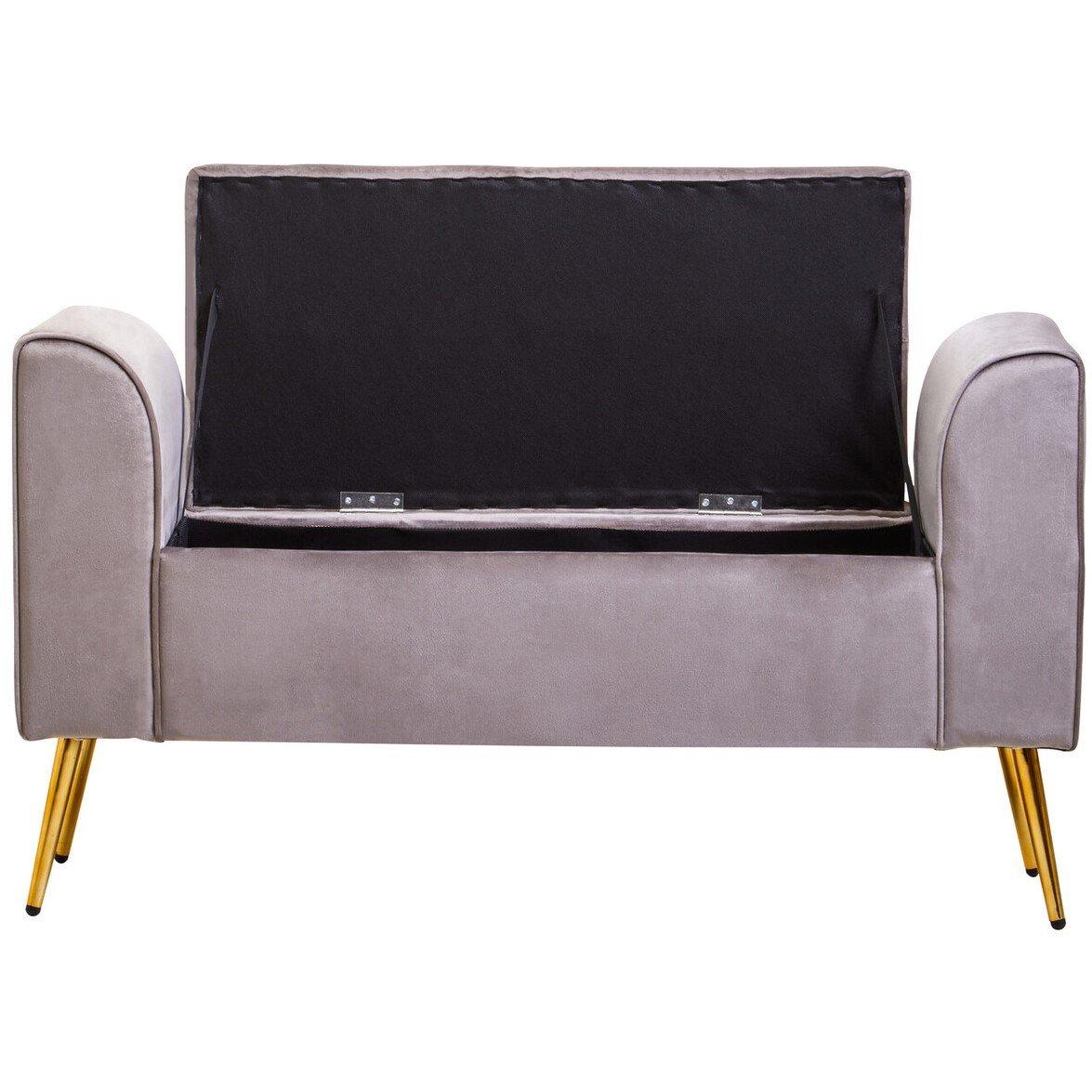 Brown - Interiors by Premier - Loretta Mink Velvet Ottoman Storage Bench - 6