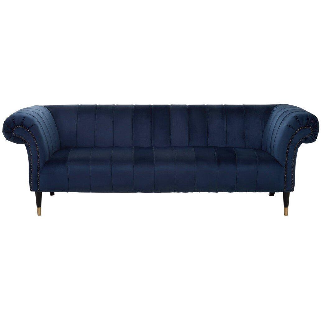 Blue - Fifty Five South - Siena Three Seat Midnight Velvet Sofa - 1