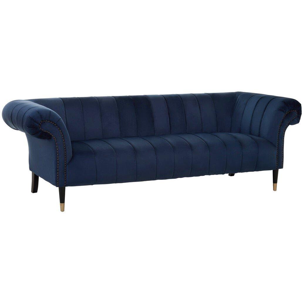 Blue - Fifty Five South - Siena Three Seat Midnight Velvet Sofa - 4