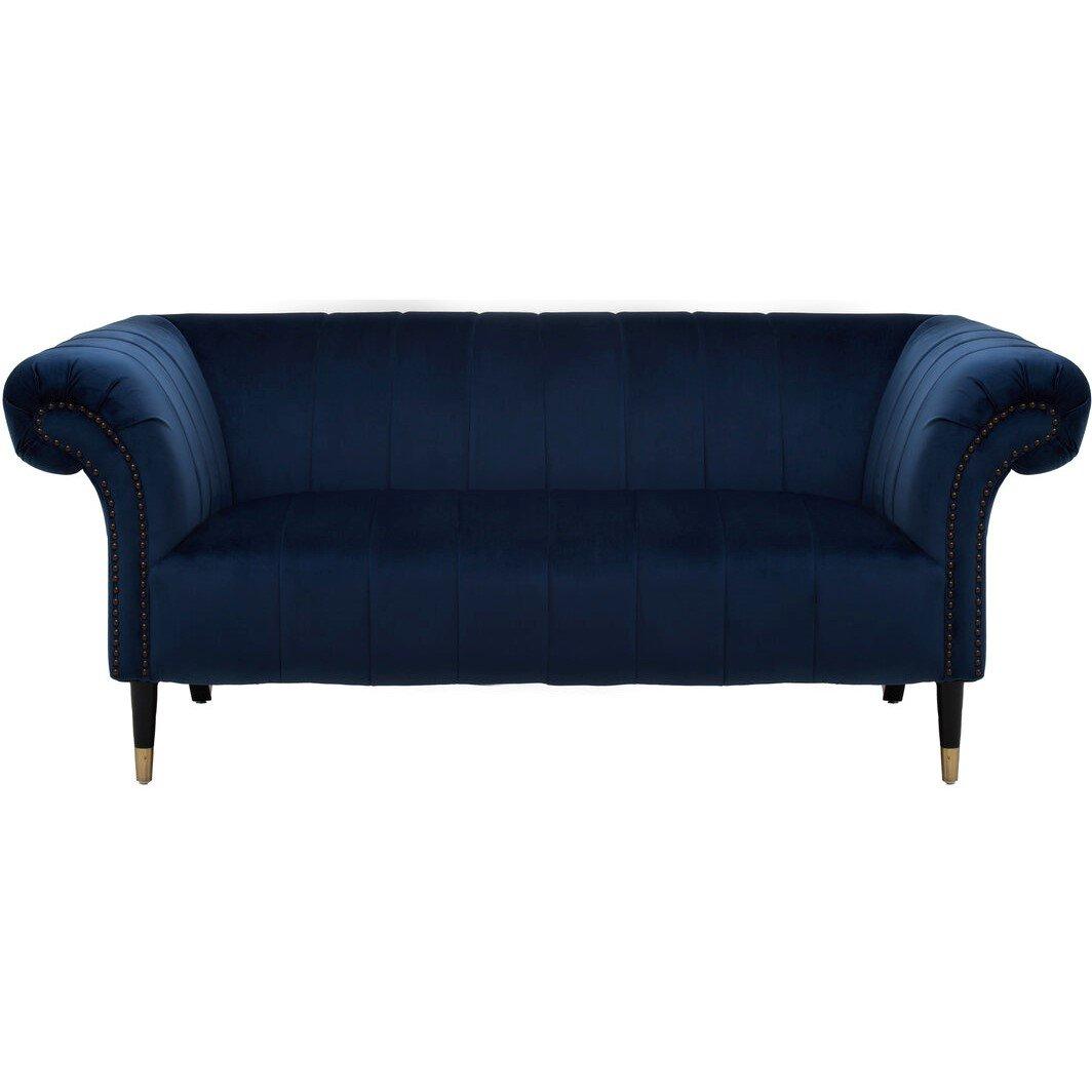 Blue - Fifty Five South - Siena Two Seat Midnight Blue Velvet Sofa