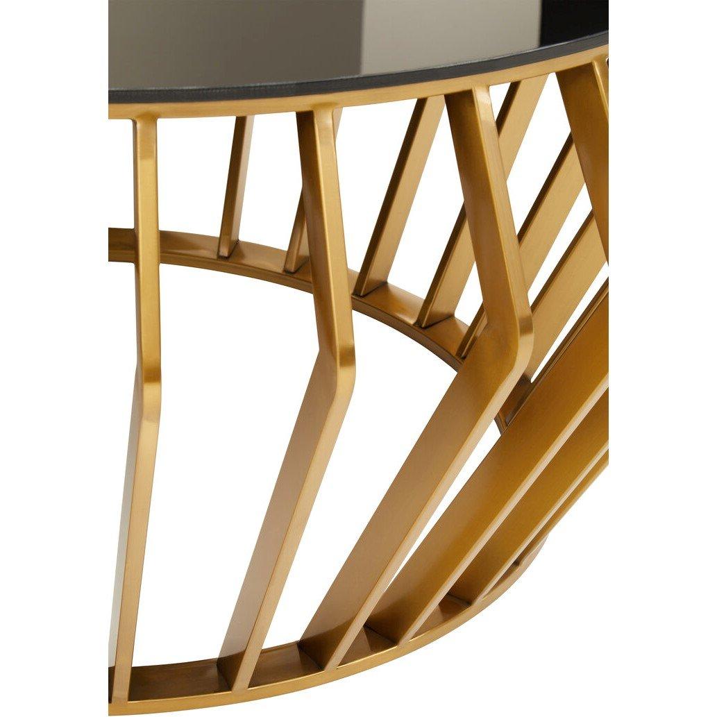 Gold - Interiors by Premier - Ackley Gold Round Coffee Table with Black Glass - 3