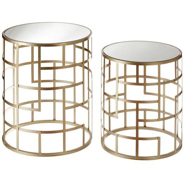 Gold - Interiors by Premier - Set Of 2 Avantis Champagne Frame Tables - 2