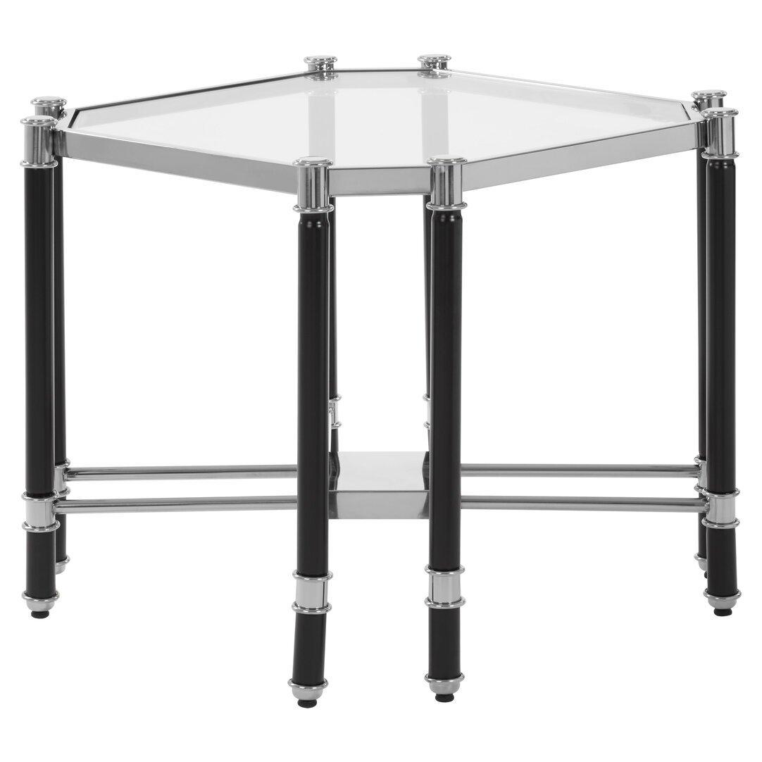Black - Fifty Five South - Allessi Silver Chrome Finish End Table - 2