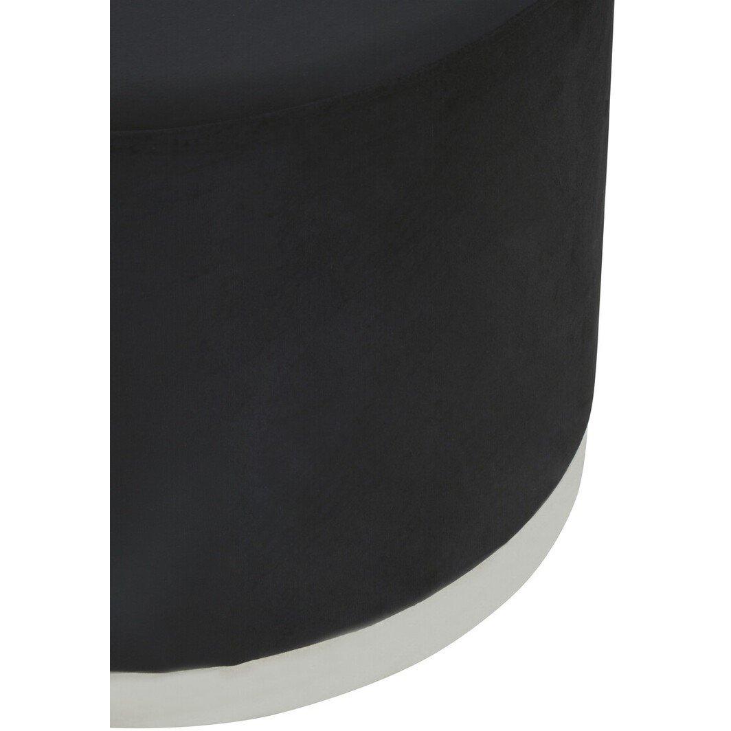 Black - Interiors by Premier - Hagen Black And Silver Round Stool - 3