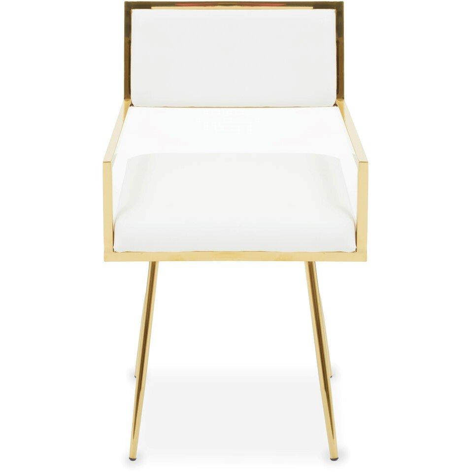 Fifty Five South  Azalea Ivory Faux Leather Dining Chair - Gold