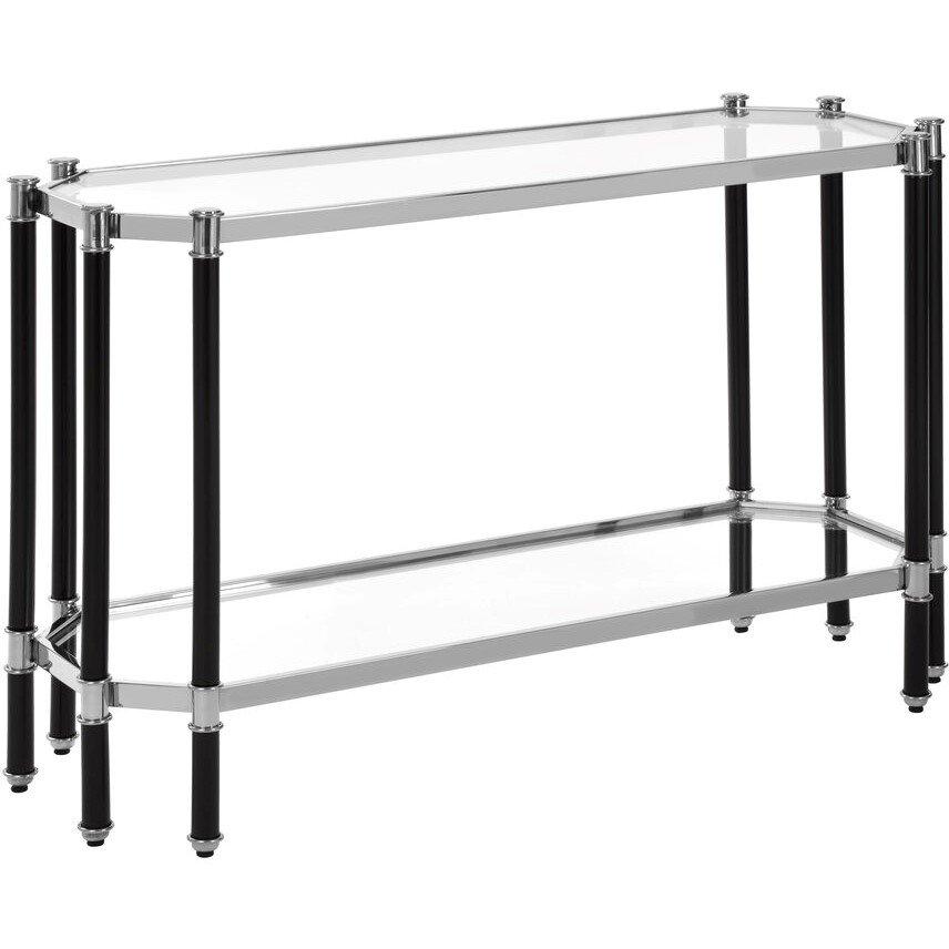 Black - Fifty Five South - Allessi Silver and Black Console Table with Glass - 2