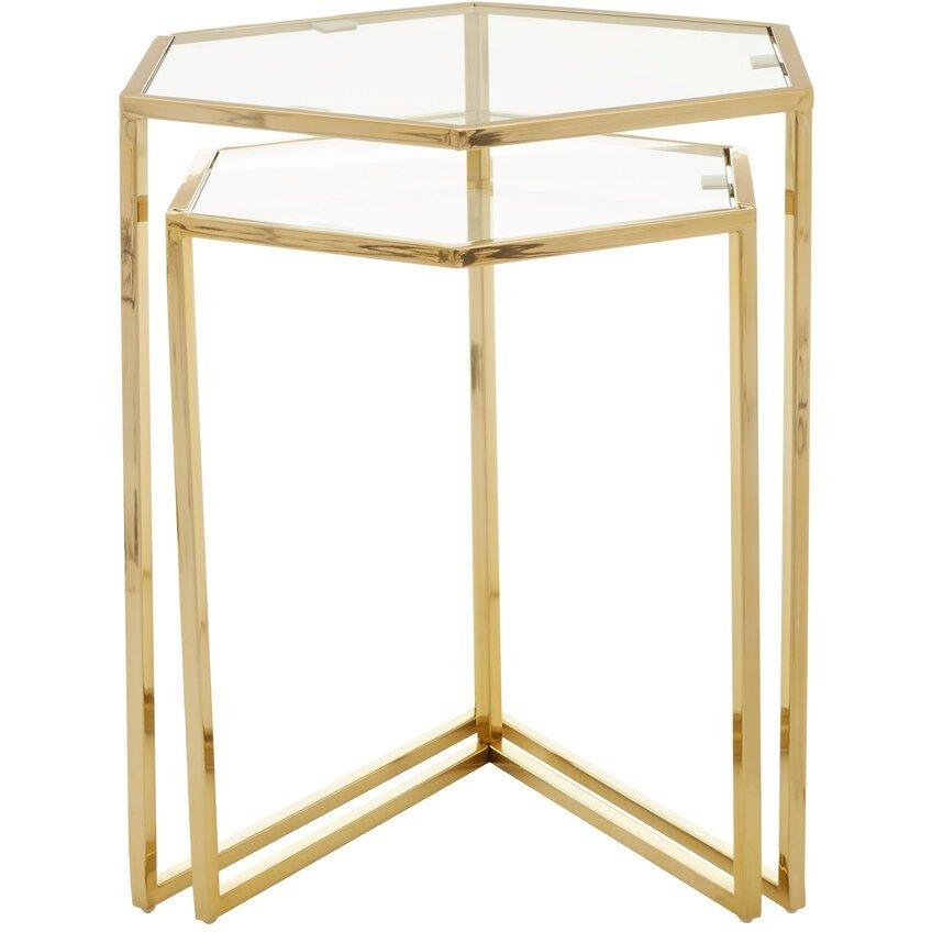 Gold - Fifty Five South - Herber Set Of 2 Gold Finish Tables - 2