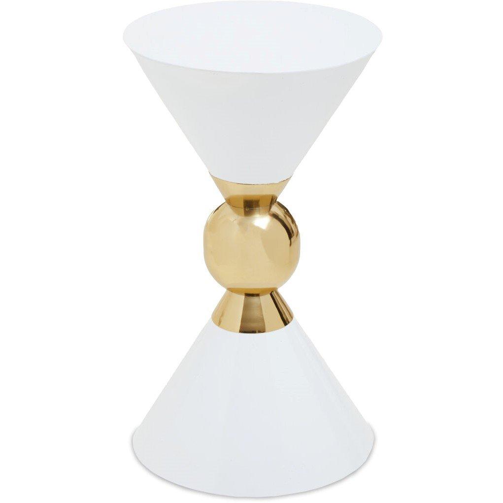 White - Interiors by Premier - Jaipur White And Gold Finish Side Table
