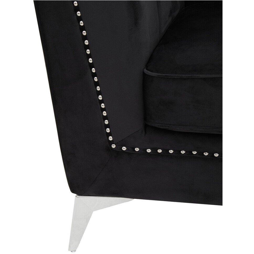 Black - Interiors by Premier - Hansa Two Seat Black Velvet Sofa - 3