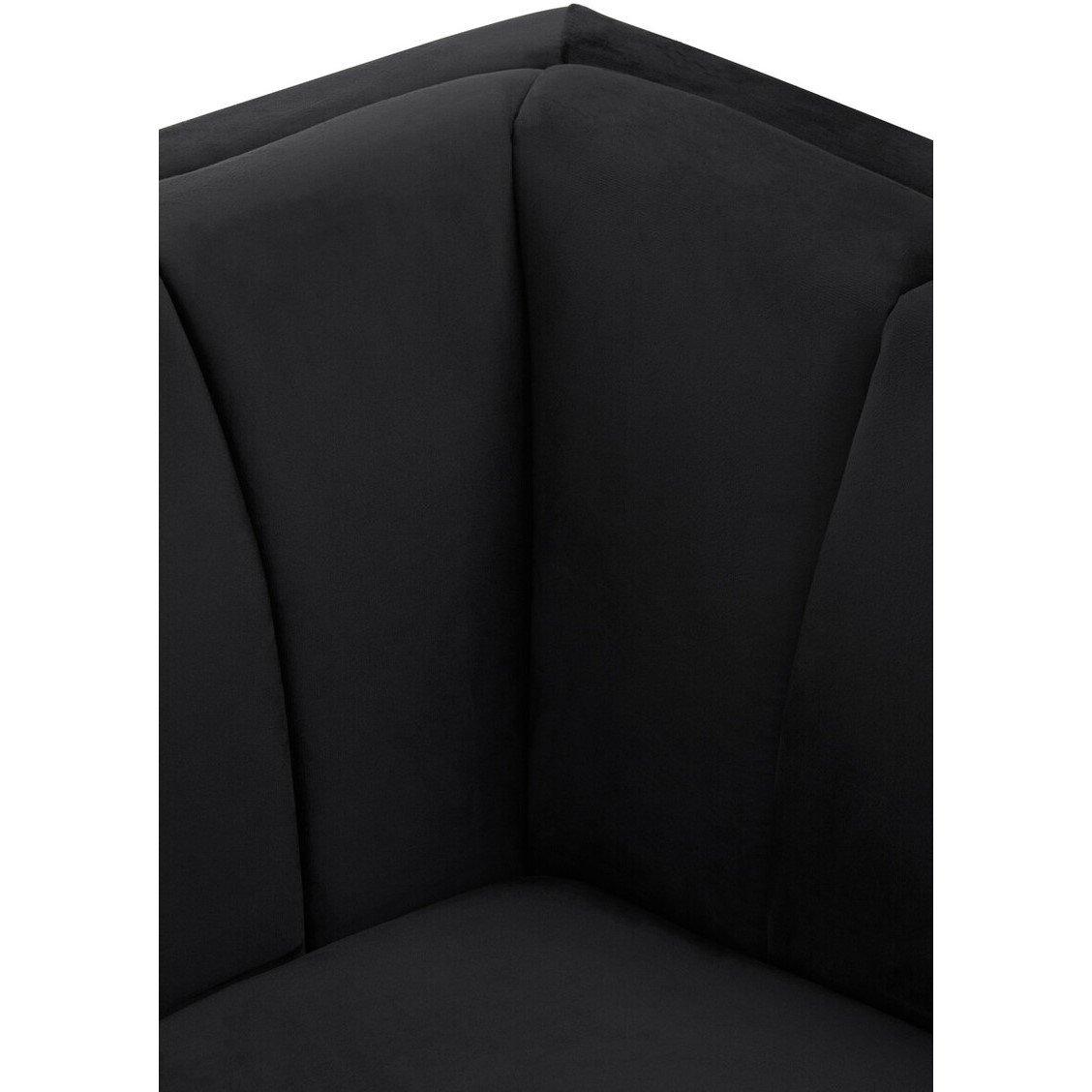 Black - Interiors by Premier - Hansa Two Seat Black Velvet Sofa - 5
