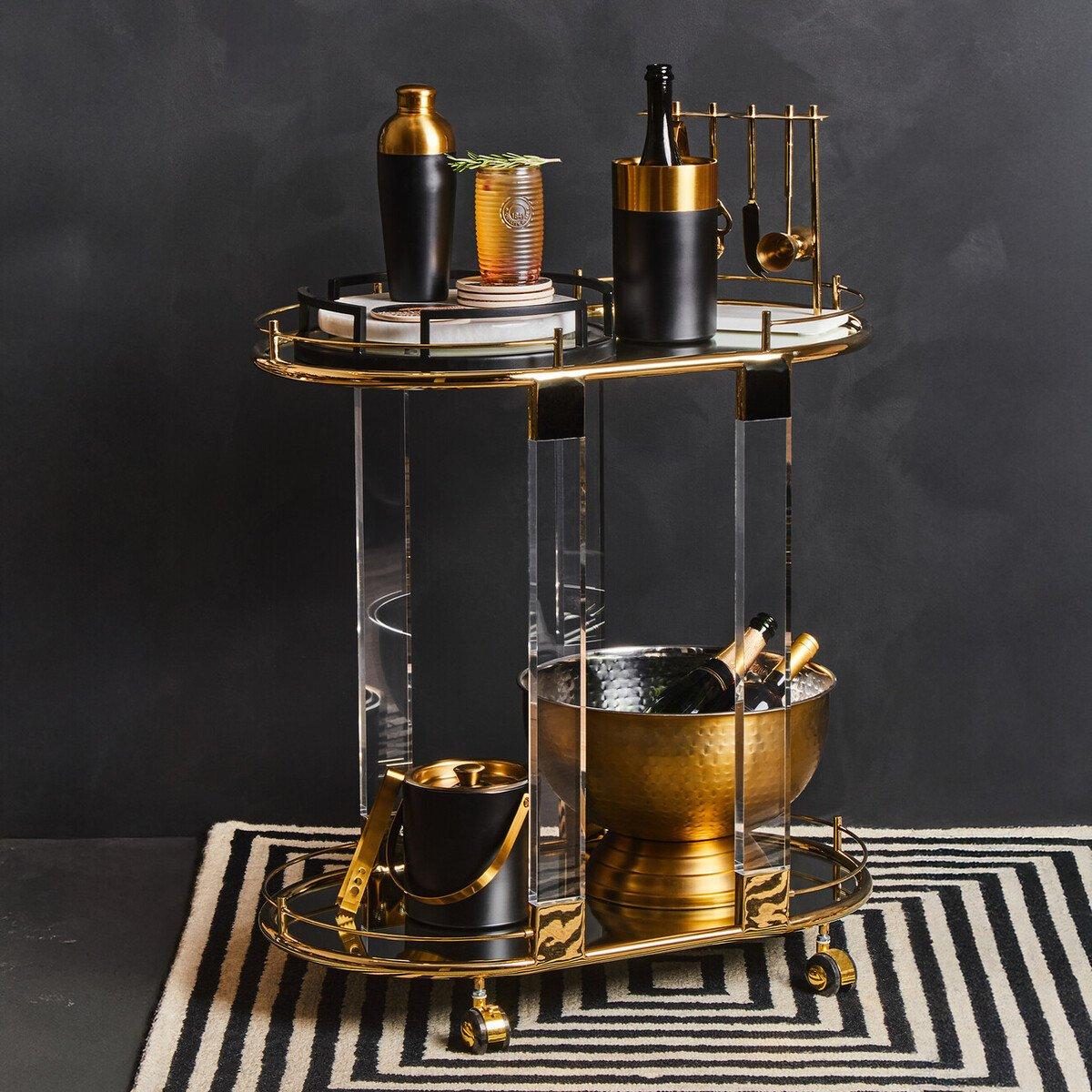 Fifty Five South  Oria Bar Trolley With Warm Metallic Frame - Gold