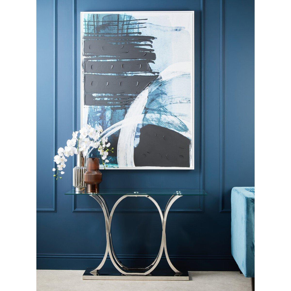 Silver - Interiors by Premier - Allure Chrome  Curved Base Console Table - 1