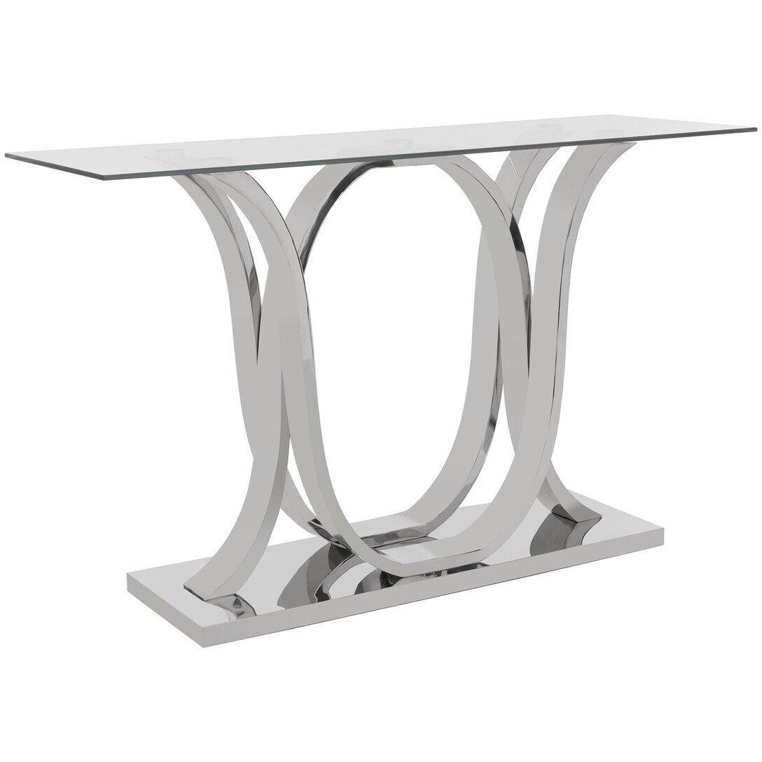 Silver - Interiors by Premier - Allure Chrome  Curved Base Console Table - 2