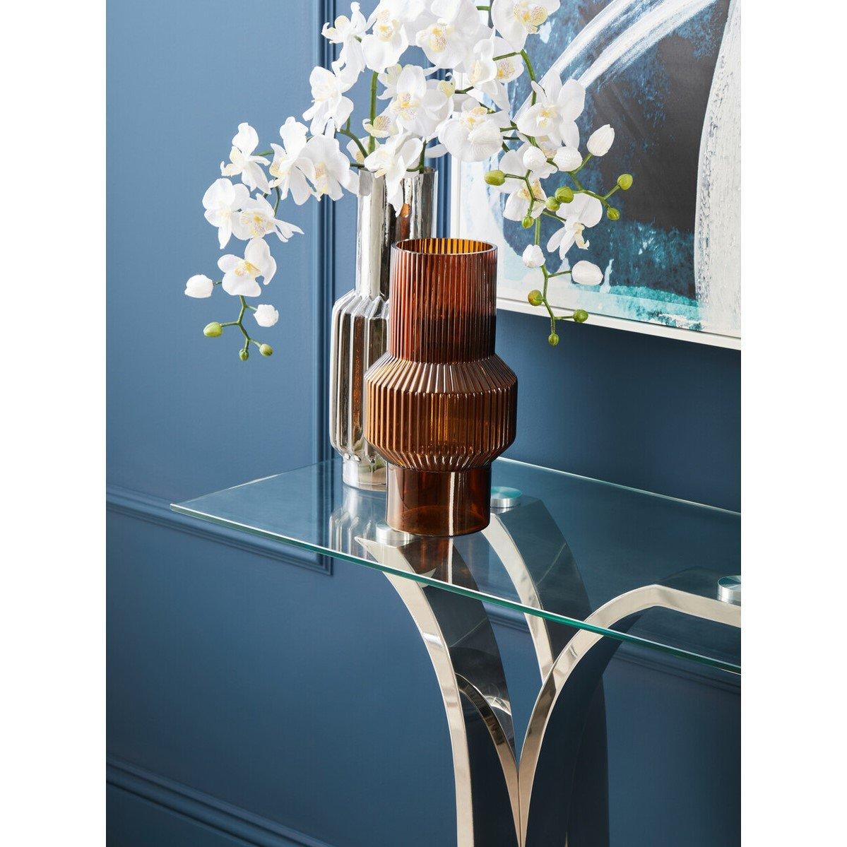 Silver - Interiors by Premier - Allure Chrome  Curved Base Console Table - 5