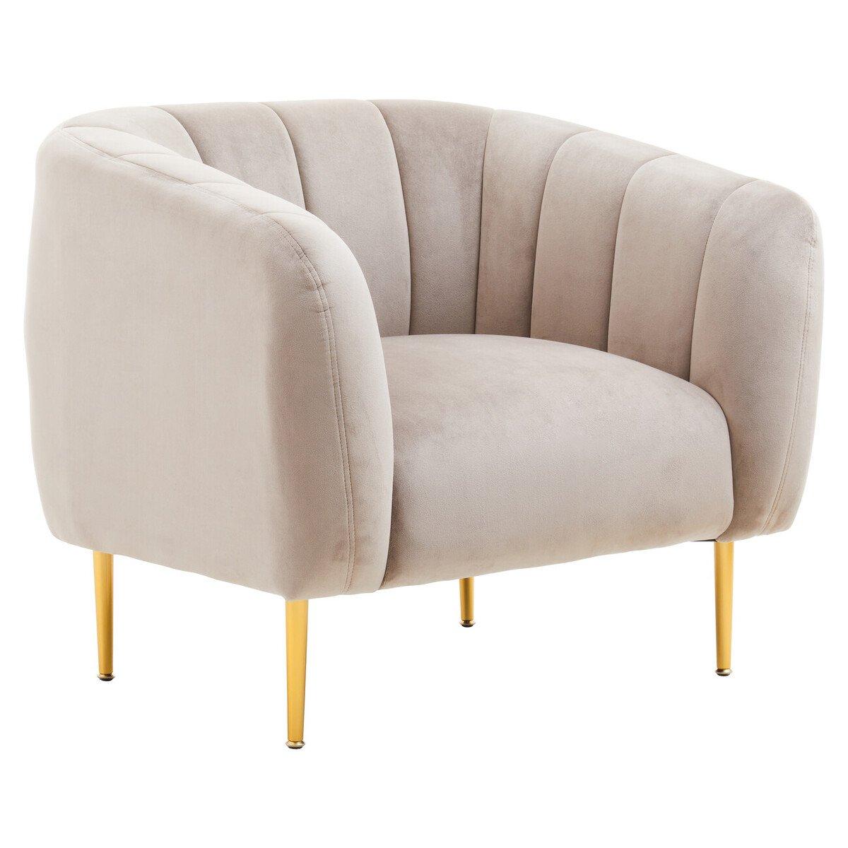 Fifty Five South  Yasmeen Mink Velvet Channel Detail Armchair - Gold