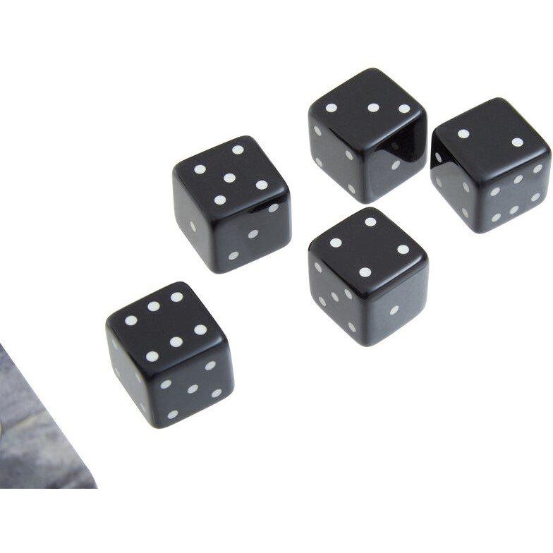 Grey - Fifty Five South - Churchill Games Grey Bone Dice Box with 5 Black Di - 3