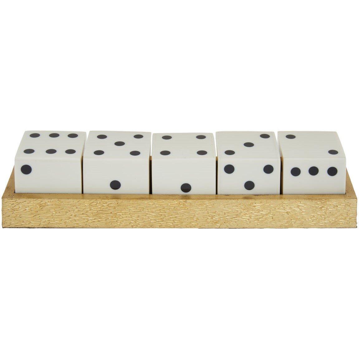 Fifty Five South  Churchill Games Dice Set With 5 White Dice Gold
