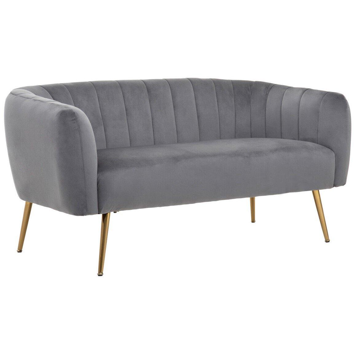 Grey - Interiors by Premier - Larissa Two Seat Grey Velvet Sofa - 1