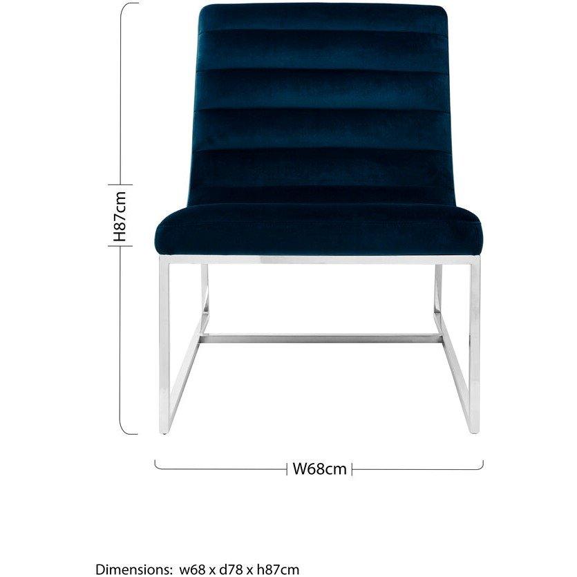 Blue - Fifty Five South - Vogue Midnight Velvet Lounge Chair - 2