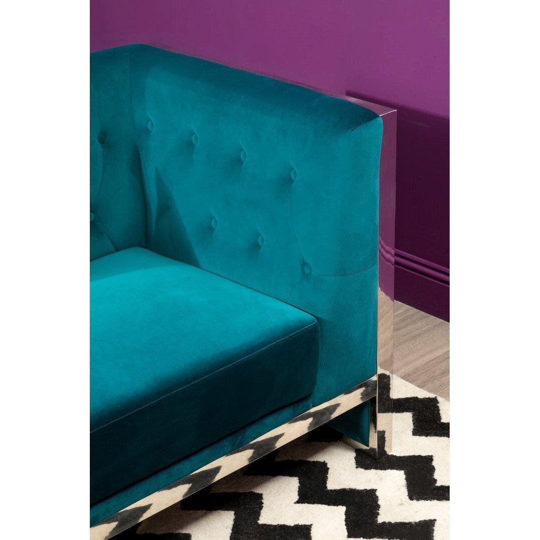 Blue - Fifty Five South - Vogue 3 Seat Teal Velvet Sofa - 2