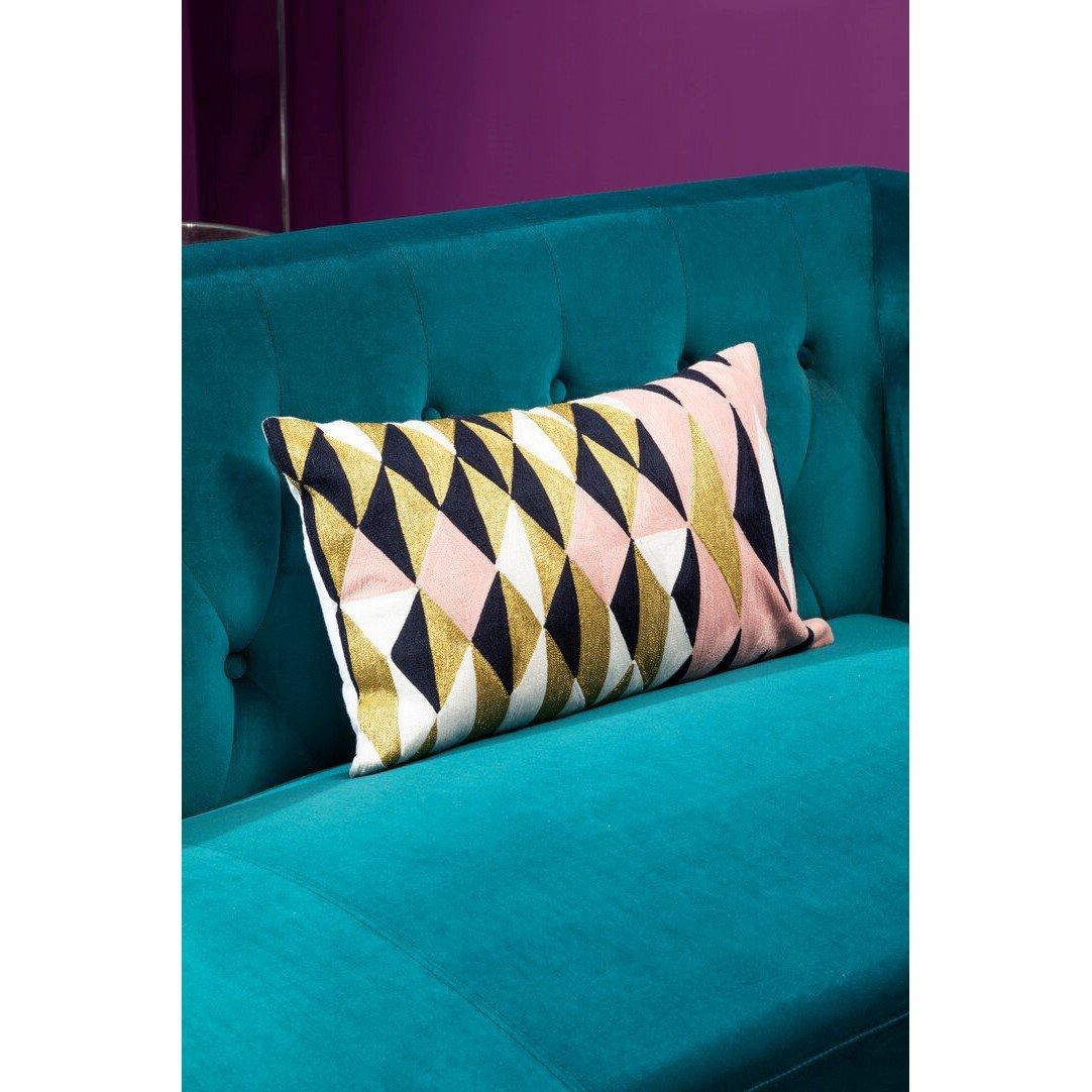 Blue - Fifty Five South - Vogue 3 Seat Teal Velvet Sofa - 3