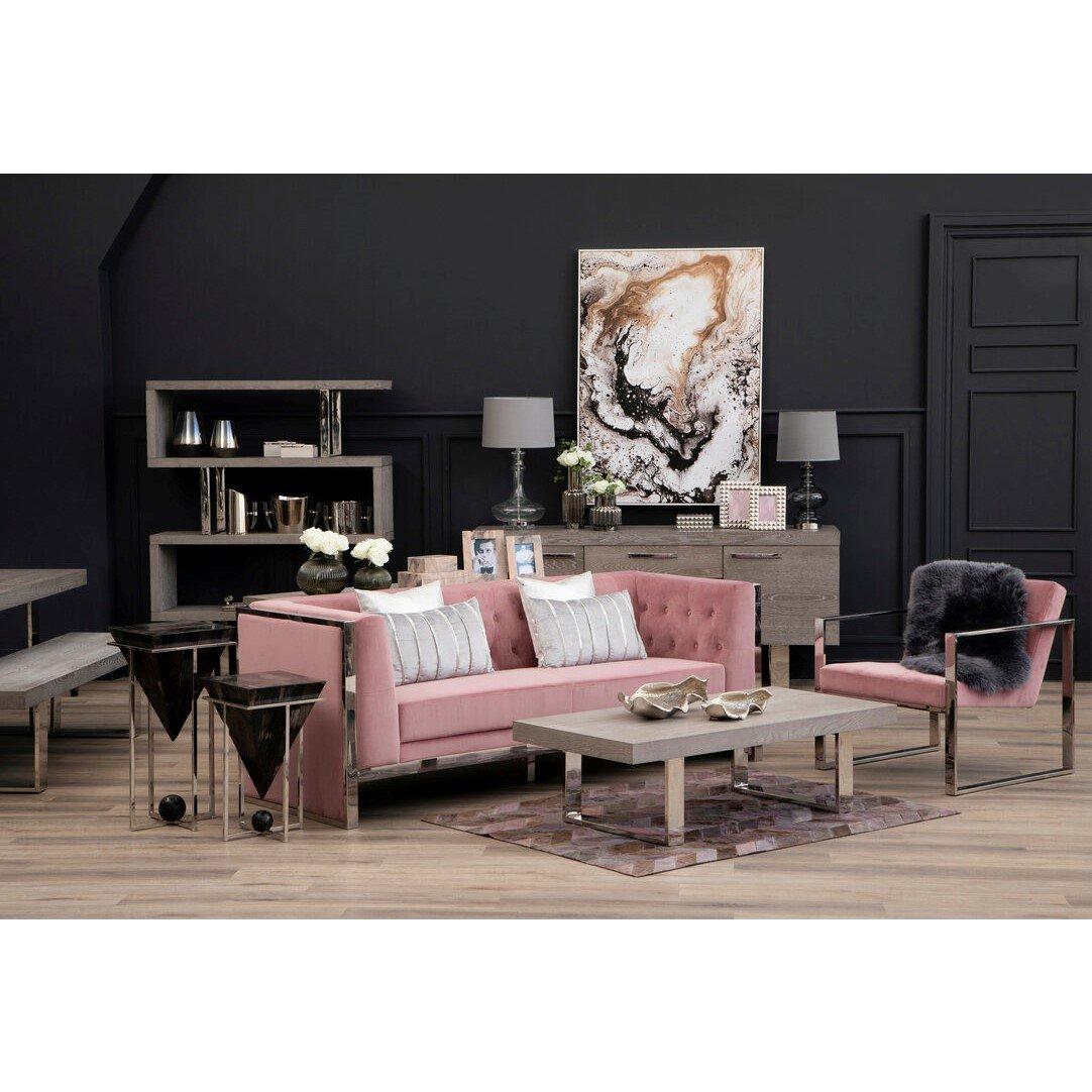 Pink - Fifty Five South - Vogue Pink Velvet Lounge Chair - 2