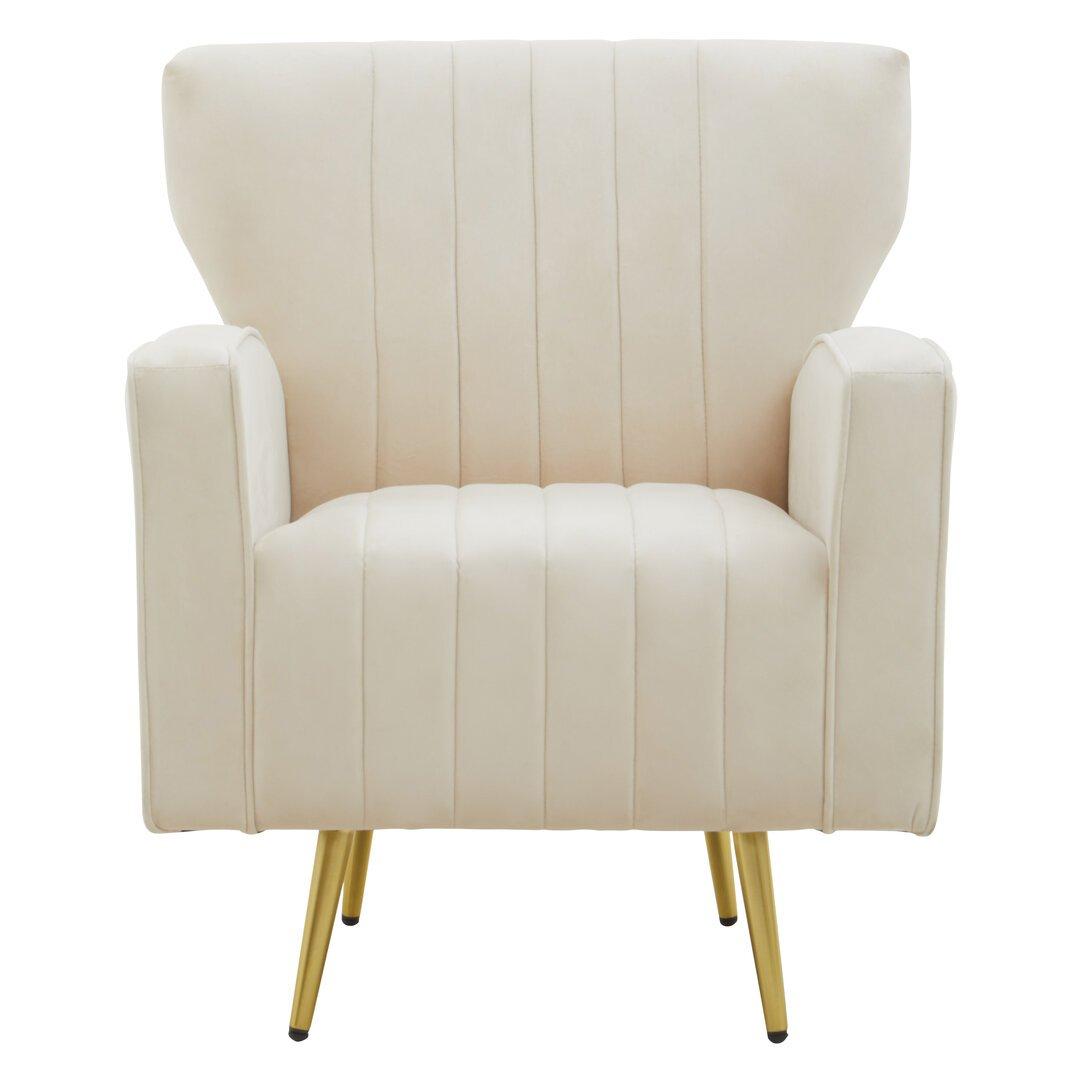 Fifty Five South  Hayley Natural Velvet Armchair - Beige