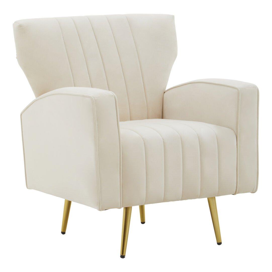Beige - Fifty Five South - Hayley Natural Velvet Armchair - 4