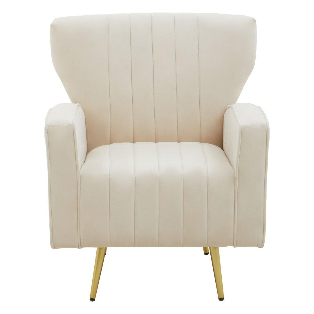Beige - Fifty Five South - Hayley Natural Velvet Armchair - 5