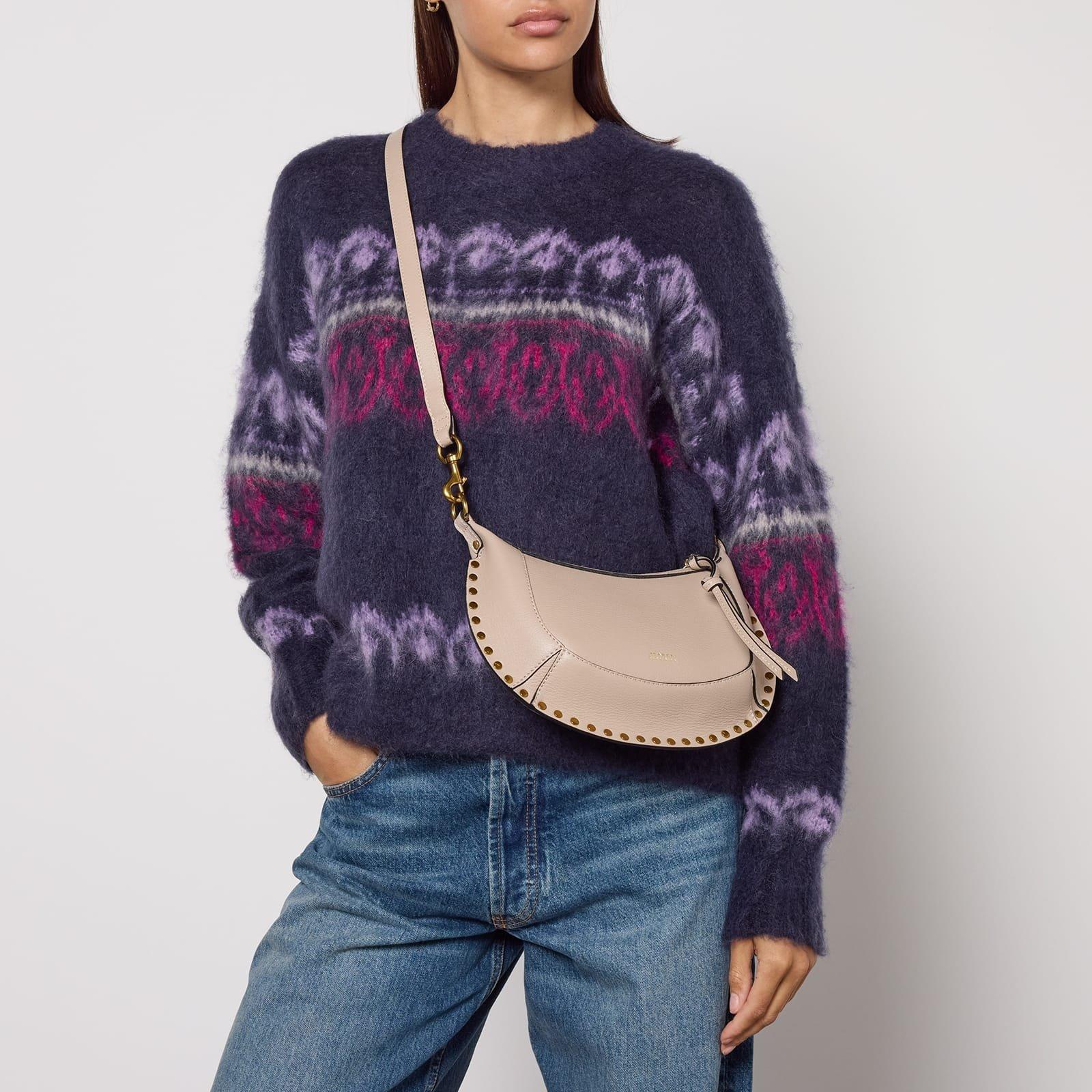 Beige - Isabel Marant - Oskan Moon Studded Grainy Leather Shoulder Bag - 2