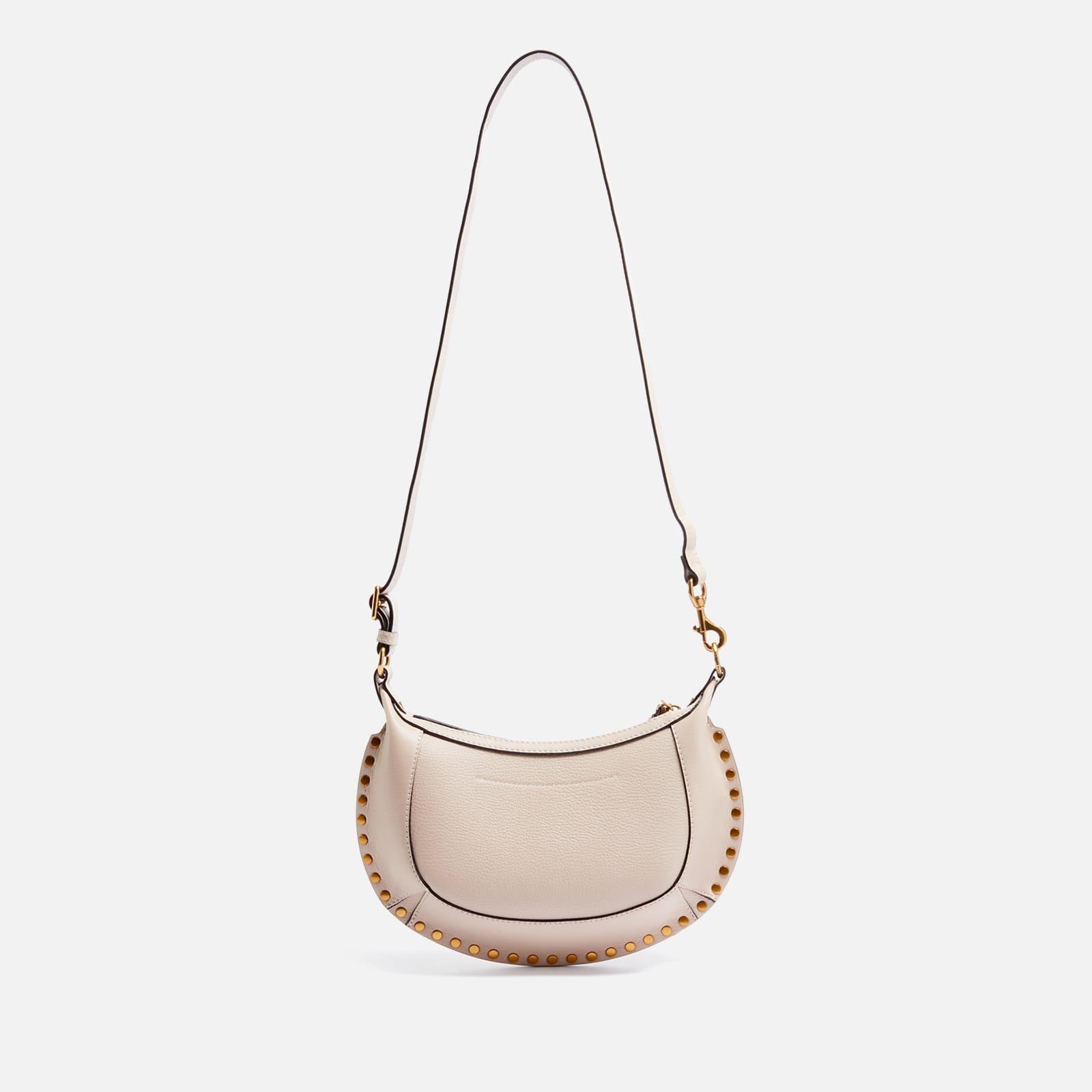 Beige - Isabel Marant - Oskan Moon Studded Grainy Leather Shoulder Bag - 3