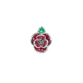Espree Espree Crystal Poppy with Enamel leaf Lapel Pin