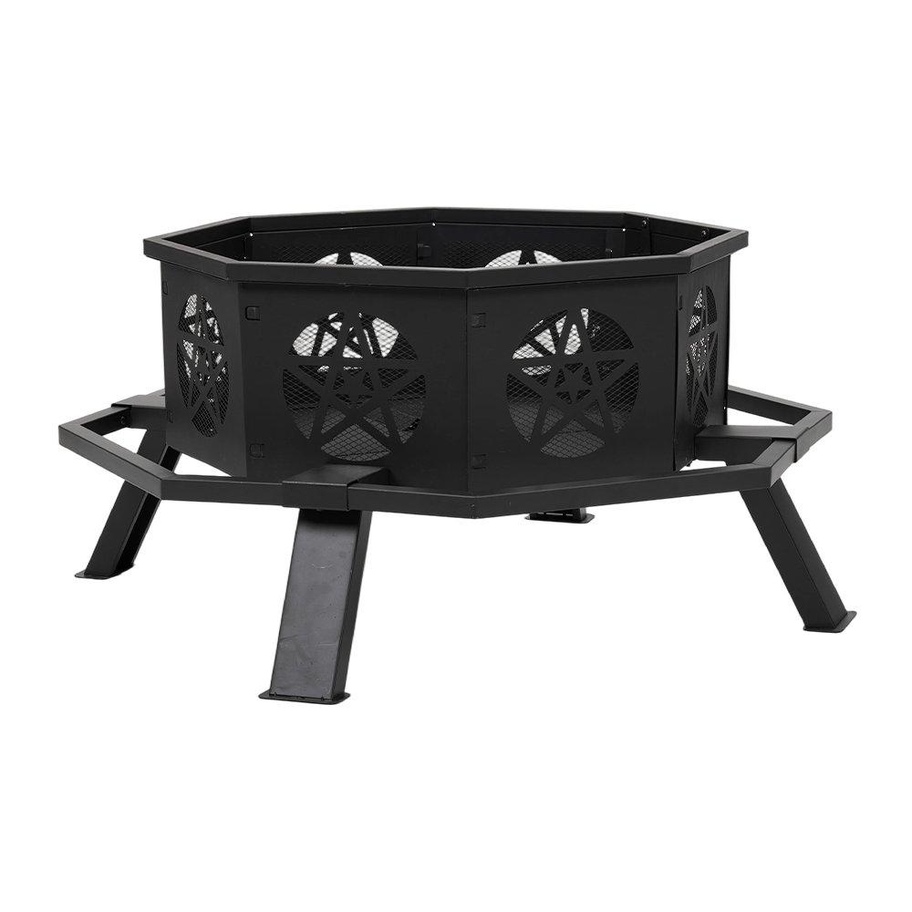 Black - Breeins - Heavy Duty Octagonal Fire Pit with Grill - 2